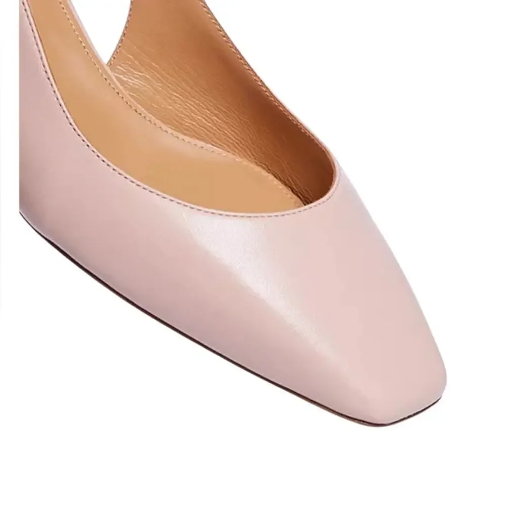 Aquazzura Very Bow-Tie Leather Slingback Pumps Petal Low Heel NEW EU 36.5 US 6.5